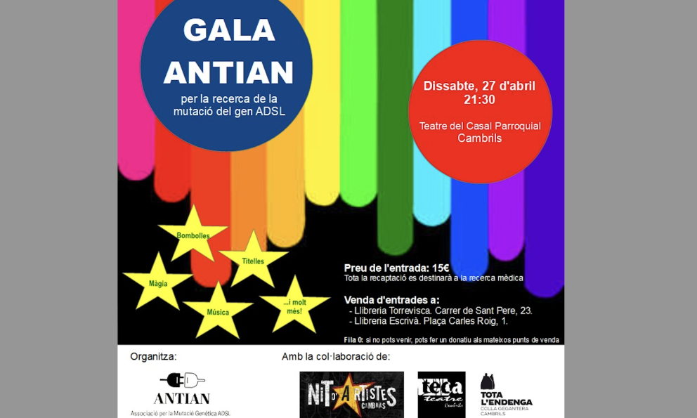 El Casal Parroquial acollirà, aquest proper dissabte, la gala solidària Antian, amb espectacles de màgia, humor i música